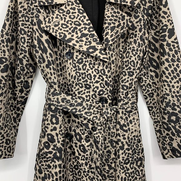 Dana Buchman Trench Coat Leopard Print Double Breasted Jacket - Picture 6 of 14